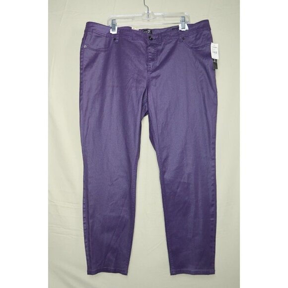 Seven7 Denim - NWT Seven7 Luxe Coated Skinny Jeans Women's Size 24 Purple Shiny Waxed High Rise
